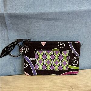 VERA BRADLEY RETIRED VINTAGE PURPLE PUNCH FLORAL ID POUCH COIN PURSE
